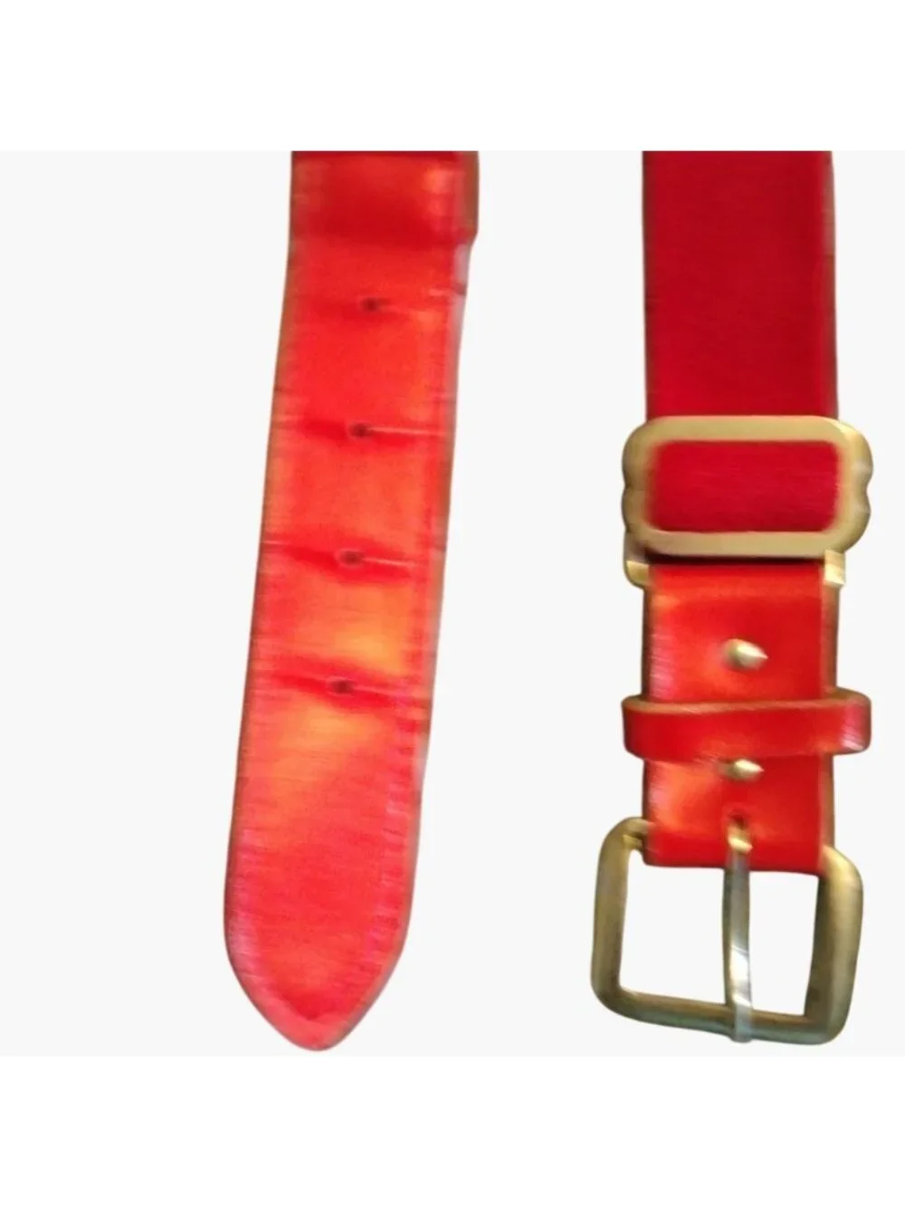 Red Baseball Belt Gold Buckle Faux Leather Adjustable Youth 16 to 26 Inch